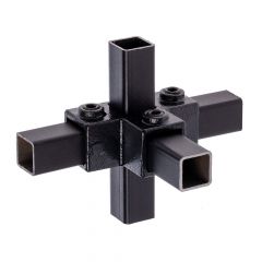 T-Stuk met Zij-Uitgang - vierkant zwart (25mm)