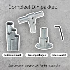 Kledingrek Lyon | Vierkant Staal 25x25 mm | Staand | DIY