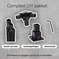 Tafel Villach| Vierkant Zwart 25x25 MM | Wiel | DIY