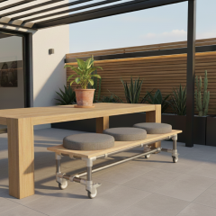 Bankje Eschen | Staal 33.7 mm | Wiel | DIY