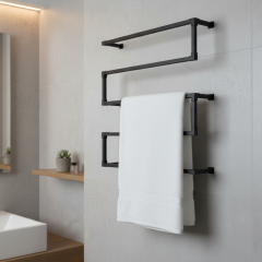 Handdoekrek Kalundborg | Vierkant Zwart 25x25mm | Wand | DIY