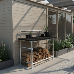 Houthaard rek Karlstad | Staal 33.7 mm | Vloer | DIY