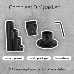 Kledingrek Rouen| Zwart 33.7 mm | Vloer/Wand | DIY