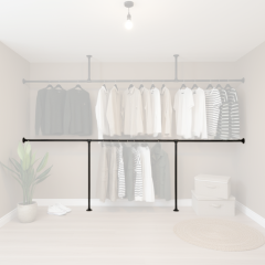 Kledingrek Rouen Vloer Duo | Aluminium Zwart 33.7 mm | Vloer/Wand | DIY