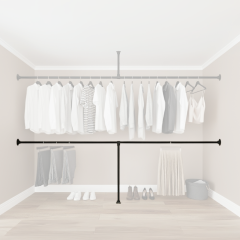 Kledingrek Rouen Vloer | Zwart 33.7 mm | Vloer/Wand | DIY