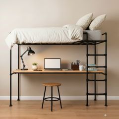 Hoogslaper met bureau Zermat | Zwart 33.7 mm | Voet | DIY