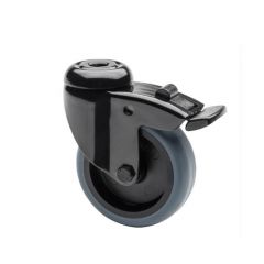 Zwenkwiel 75mm met rem - Zwart