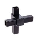 90° Kruisstuk - vierkant zwart (25mm)