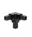 Drieweg Kniestuk 90° - vierkant zwart (25mm)