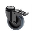 Zwenkwiel 100mm met rem - Zwart