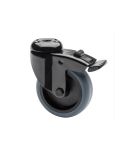 Zwenkwiel 75mm met rem - Zwart